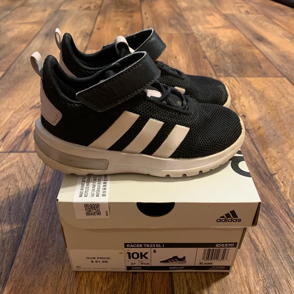 Adidas Kids Black & White Sneakers- size 10 k